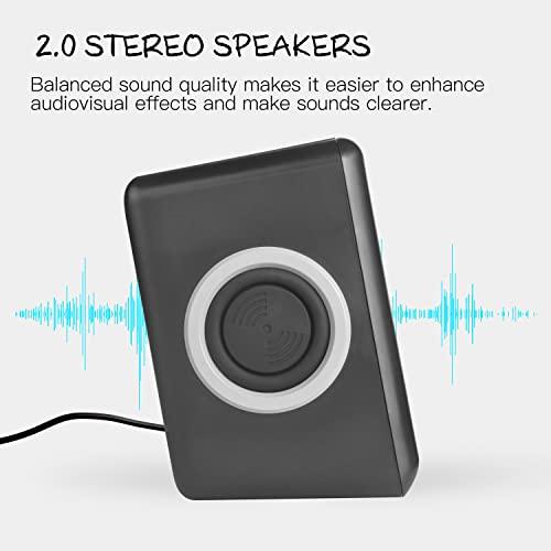 RECCAZR RECCAZR Computer Speakers with Surround Sound 2.0CH USB Wired Powered Multimedia Speaker for Desktop/TV/PC/Laptops/Smart Phone Built-in Four Loudspeaker Diaphragm (Gray)