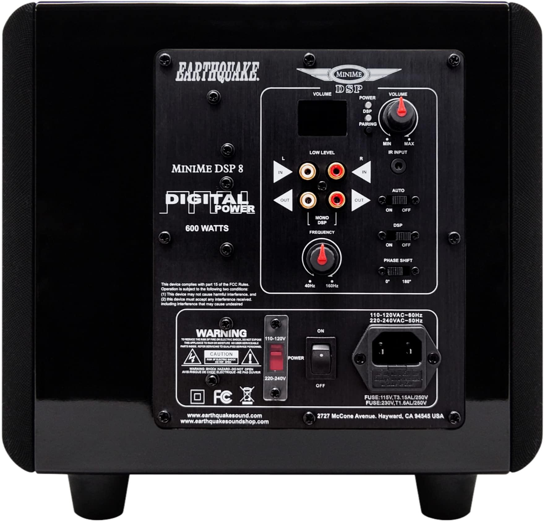 EARTHQUAKE EARTHQUAKE Sound MiniMe DSP P8 8-inch Powered Subwoofer with DSP Control and SLAPS Passive Radiator Technology, Black