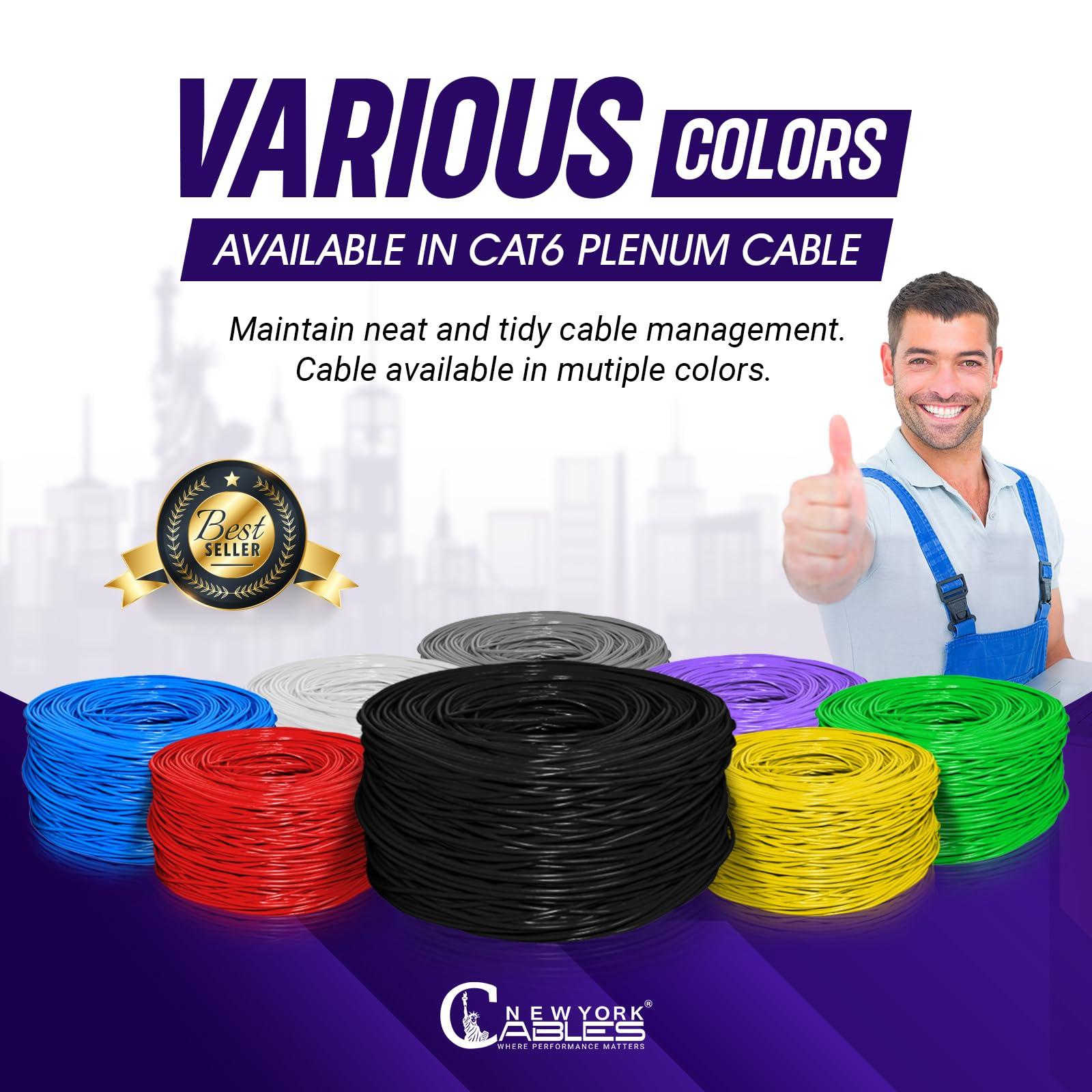 NewYork Cables NewYork Cables | CAT6 Plenum Cable 1000ft (CMP) | UTP, 550MHz, 23AWG, 4Pair UTP 10GB Internet Cable | Quality Tested Bulk Ethernet Cable, for Networking & Gaming (Black)