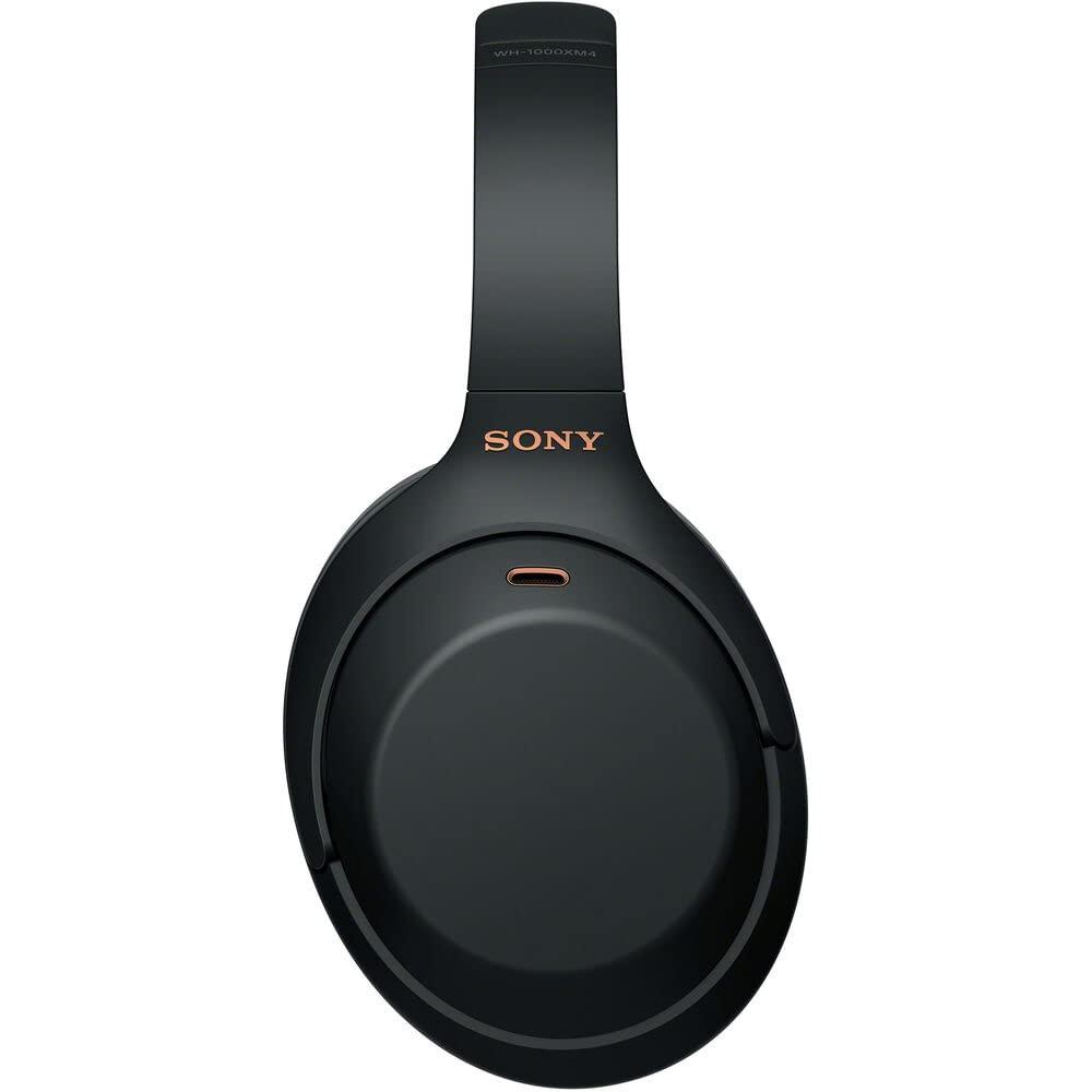 Sony Sony WH-1000XM4 Wireless Noise-Canceling Over-Ear Headphones (Black) with Mic for Phone-Call and Voice Control (WH1000XM4/B) + Headphone Stand + USB Adapter