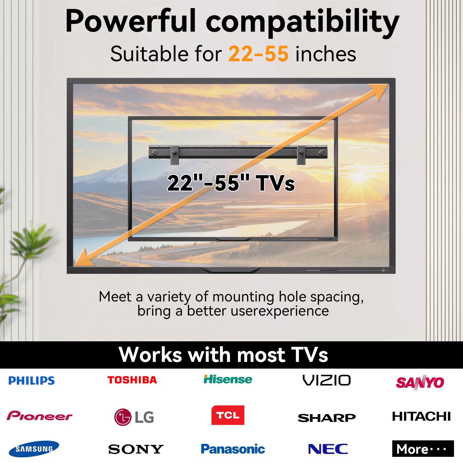 AENTGIU AENTGIU No Stud TV Wall Mount, Drywall TV Mount for 22-55 inch TVs, Max Load 100 lb Drywall Studless TVs Hanger, No Drill, No Anchors, Easy Install with All Hardware Included