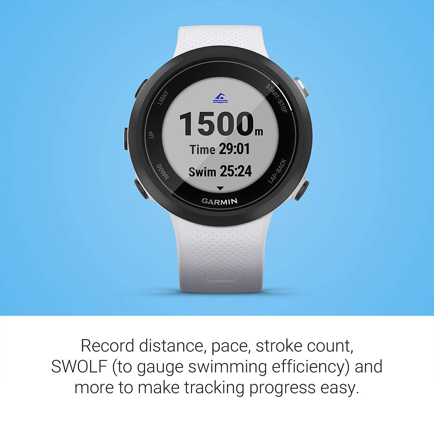 Wearable4U Wearable4U - Garmin Swim 2 GPS Swimming Smartwatch with Power Pack Bundle (Whitestone)