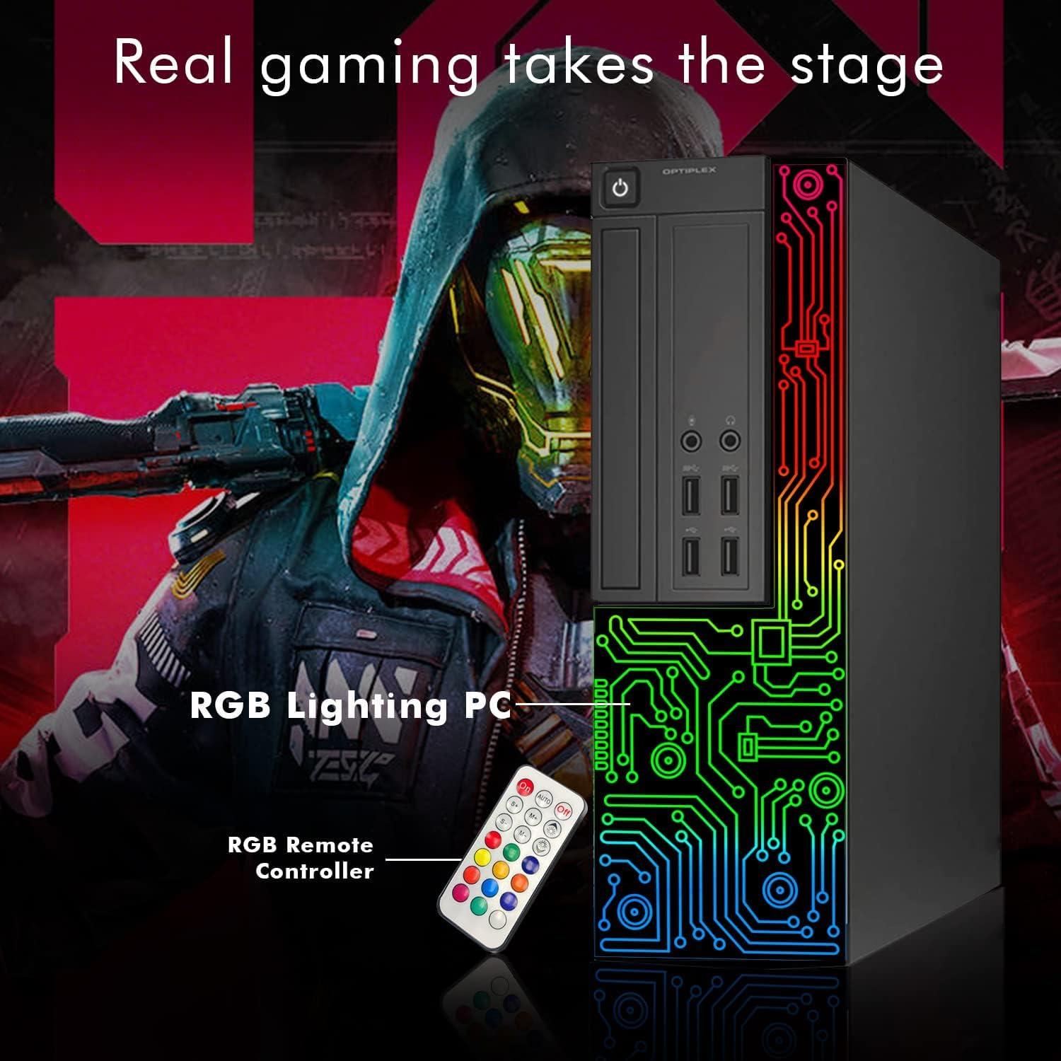 Dell Dell Gaming OptiPlex Desktop RGB Computer PC, Intel Core i7, GeForce GT 1030 2GB GDDR5, 16GB RAM, 512GB SSD, 24 Inch HDMI Monitor, Keyboard Mouse and Headset, WiFi, Windows 10 Pro (Renewed)