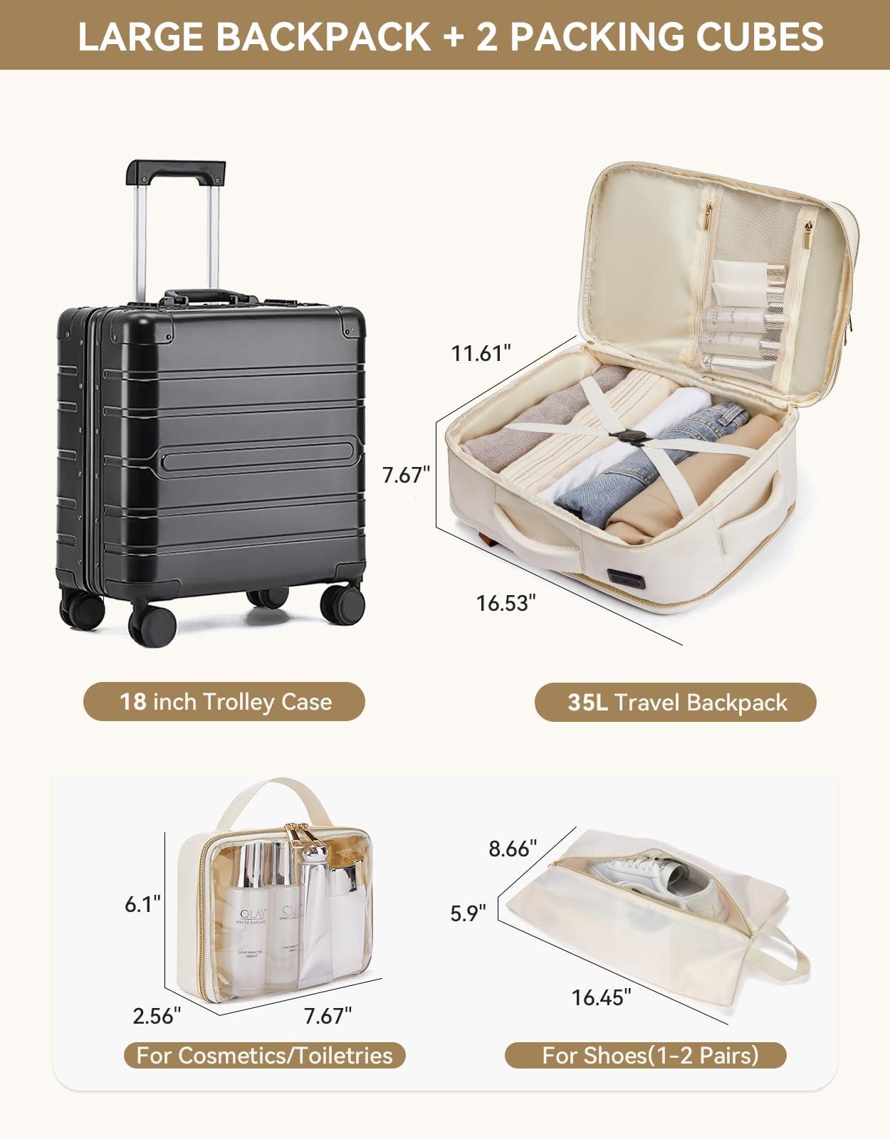 BOSTANTEN BOSTANTEN Travel Backpack For Women, TSA Carry On Backpack for Airplanes, Personal Item Backpack Fits 15.6 Inch Laptop with USBType-C Charging Port, Weekender Overnight Daypack with 2 Packing Cubes