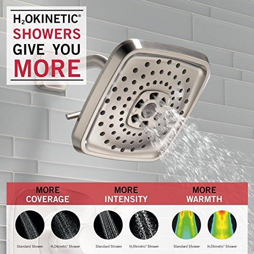 DELTA FAUCET Delta Faucet Tesla 14 Series Single-Function Shower Trim Kit with Three-Spray Touch-Clean H2Okinetic Shower Head, Stainless T14252-SS (Valve Not Included)