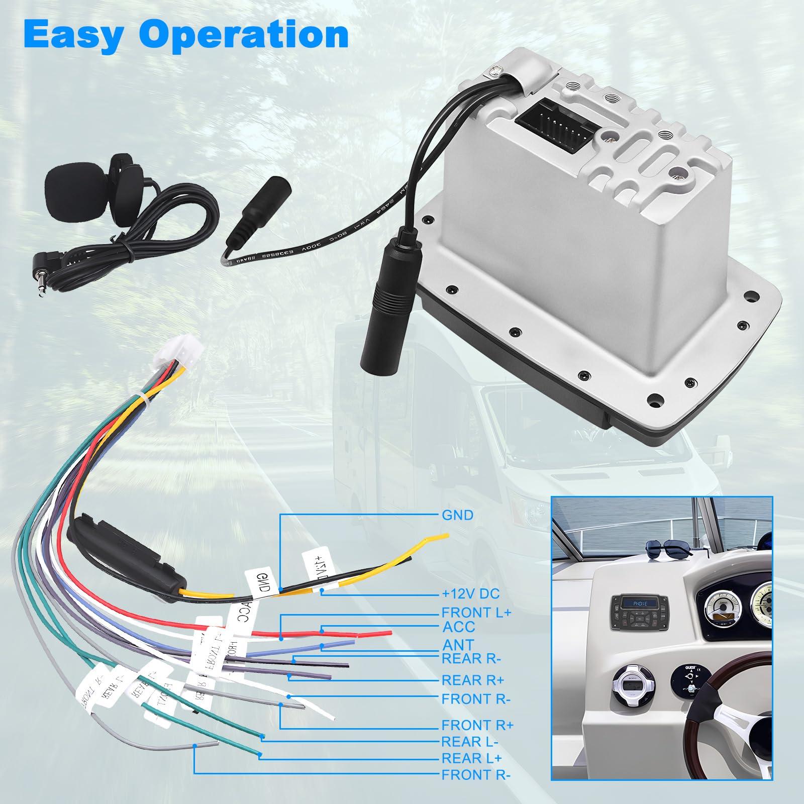 Geloo Geloo Marine Radio Receiver Waterproof Boat Stereo Radio System with AUX-in Subwoofer Pre-Amp EQ, AM/FM Radio Receiver Digital Media MP3 Player USB Input for Motorcycle Boat Golf Cart Truck