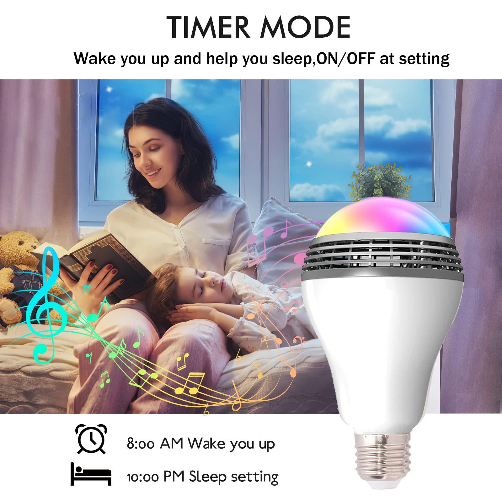 Genolite Genolite Smart Light Bulb with Bluetooth Speaker 7W 350lm 2700-6500k E27 Controlled RGB Multi Color Adjustable and Dimmable by Wireless APP Music Speaker and Bulb 2 in 1 Mood Lighting