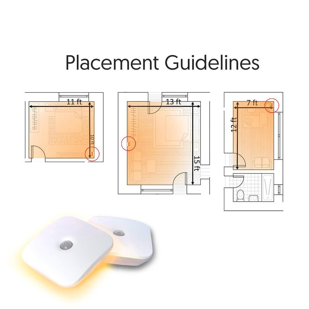 emagine A Sleep Aid LED Motion Sensor Portable Rechargeable Night Light Motion Activated Auto Sensor, Promotes melatonin Production and Healthy Sleep, ON-Off-Auto-Brightness Toggle, 2-Pack (Amber)