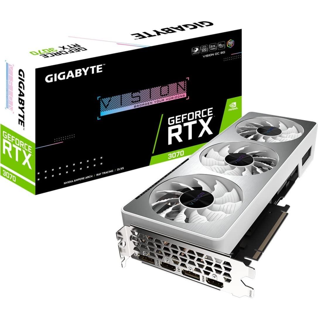 GIGABYTE GIGABYTE GeForce RTX 3070 Vision OC 8G (REV2.0) Graphics Card, 3X WINDFORCE Fans, LHR, 8GB 256-bit GDDR6, GV-N3070VISION OC-8GD REV2.0 Video Card
