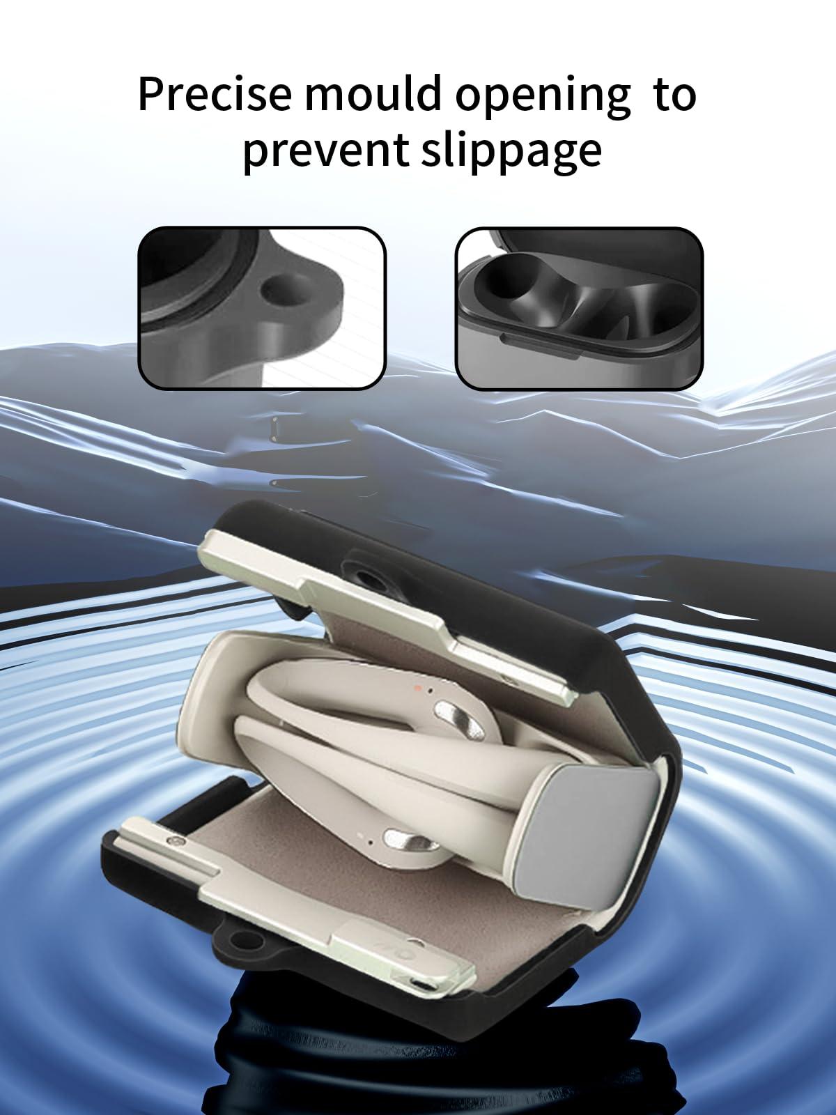 WUNIAK Case for ByteDance Ola Friend AI Agent Earphones 2024,WUNIAK Soft Silicone Protective Portable Scratch Shock Resistant Shell with Cleaner Kit & Carabiner & LanyardBlack