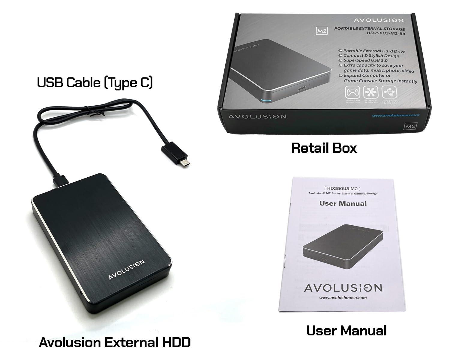Avolusion Avolusion M2 1TB USB 3.0 Portable External Gaming Hard Drive (for PS4 / PS5 Game Console or Windows Laptop/PC)