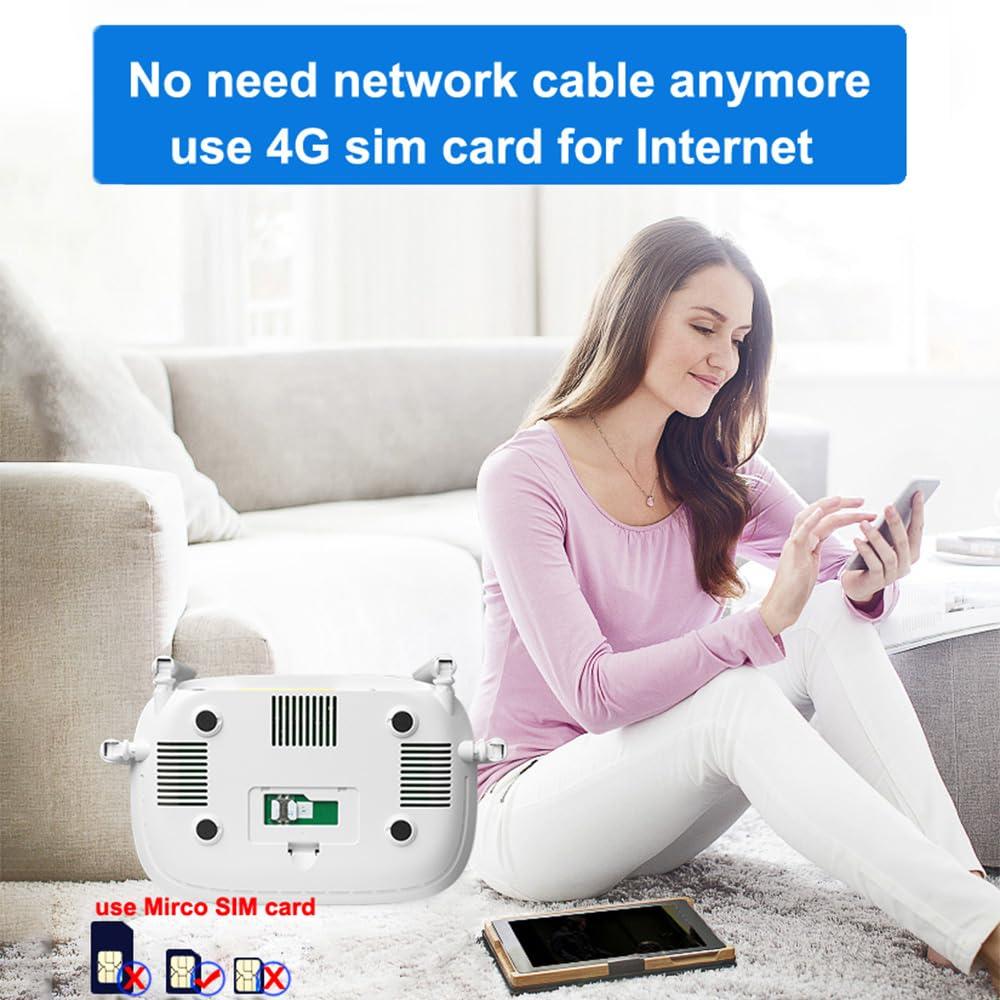 HOSAYA HOSAYA LC111 4G SIM Card Modem LTE CPE 32 WiFi Users RJ45 X 4 Dual Power Ports 12V/5V Portable WiFi Hotspot 4 Big Antennas Wireless Router Multiple Languages lm