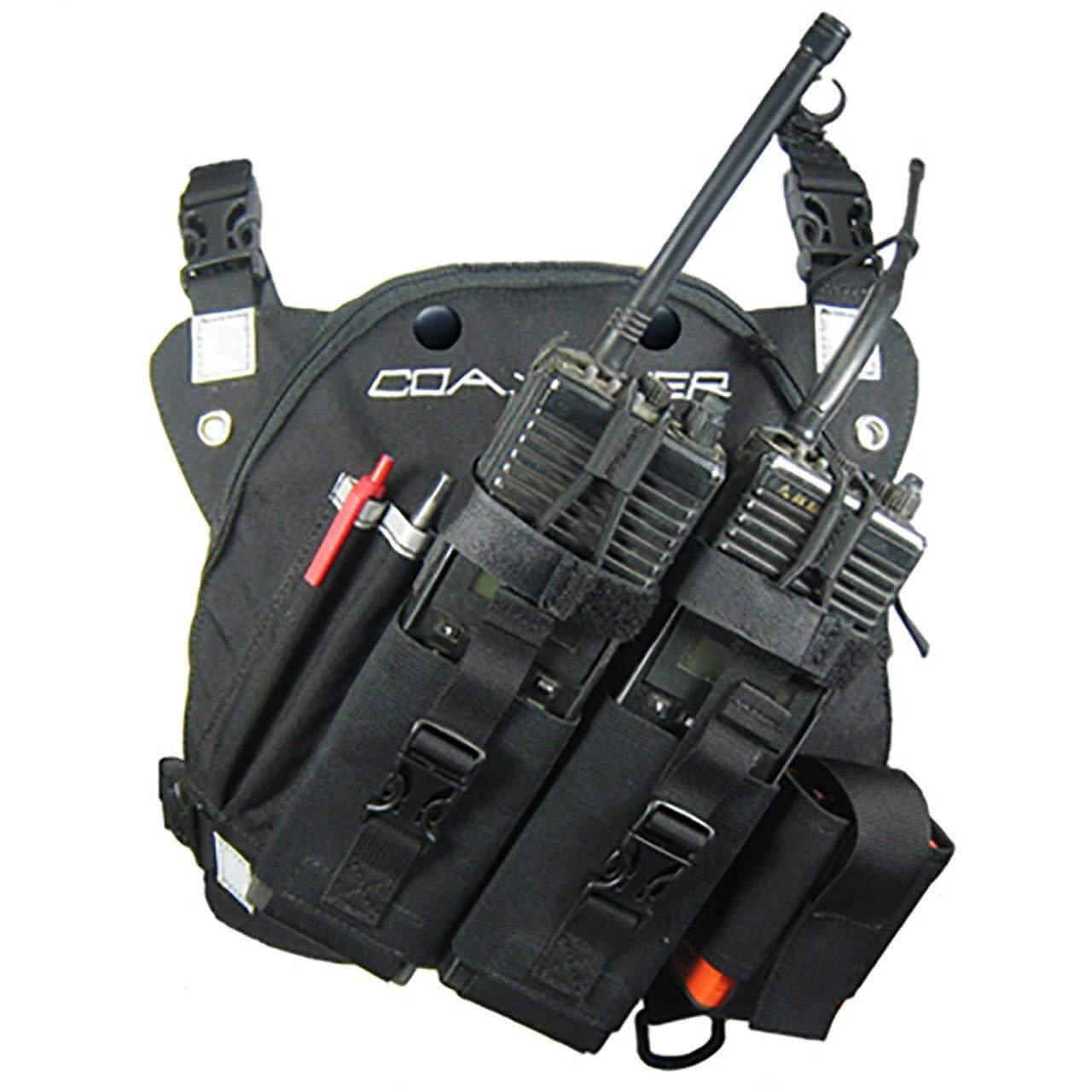 COAXSHER Coaxsher Radio Chest Harness Rig for 2 Way Radio, GPS and Hand Held Electronics | Ideal for Tactical Search and Rescue, Ski Patrol, Military and Emergency Response Personnel (Black, DR-1 Commander)