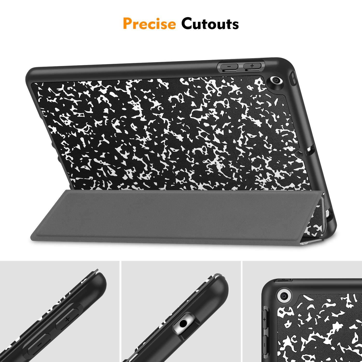 Fintie Fintie SlimShell Case for iPad 9th / 8th / 7th Generation (2021/2020/2019 Model) 10.2 Inch - [Built-in Pencil Holder] Soft TPU Protective Stand Back Cover, Auto Wake/Sleep, Composition Book Black