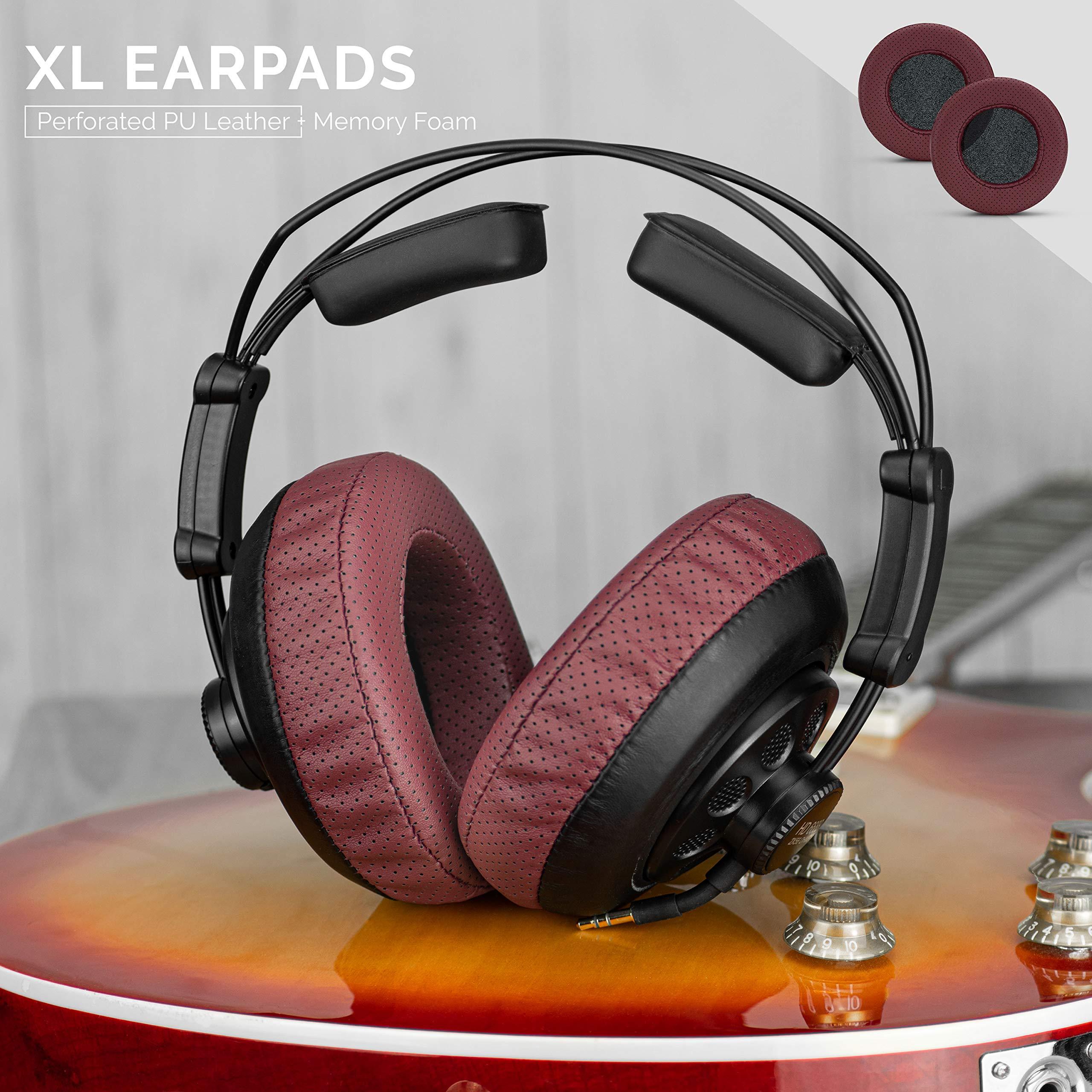 BRAINWAVZ Brainwavz XL Large Replacement Memory Foam Earpads - Suitable for Many Other Large Over The Ear Headphones - Sennheiser, AKG, HifiMan, ATH, Philips, Fostex, Sony (Perforated Red)