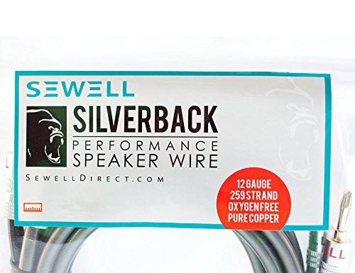 Sewell Silverback Speaker Wire by Sewell, 12 AWG, with Silverback Banana Plugs, OFC, 259 Strand Count, 3 ft