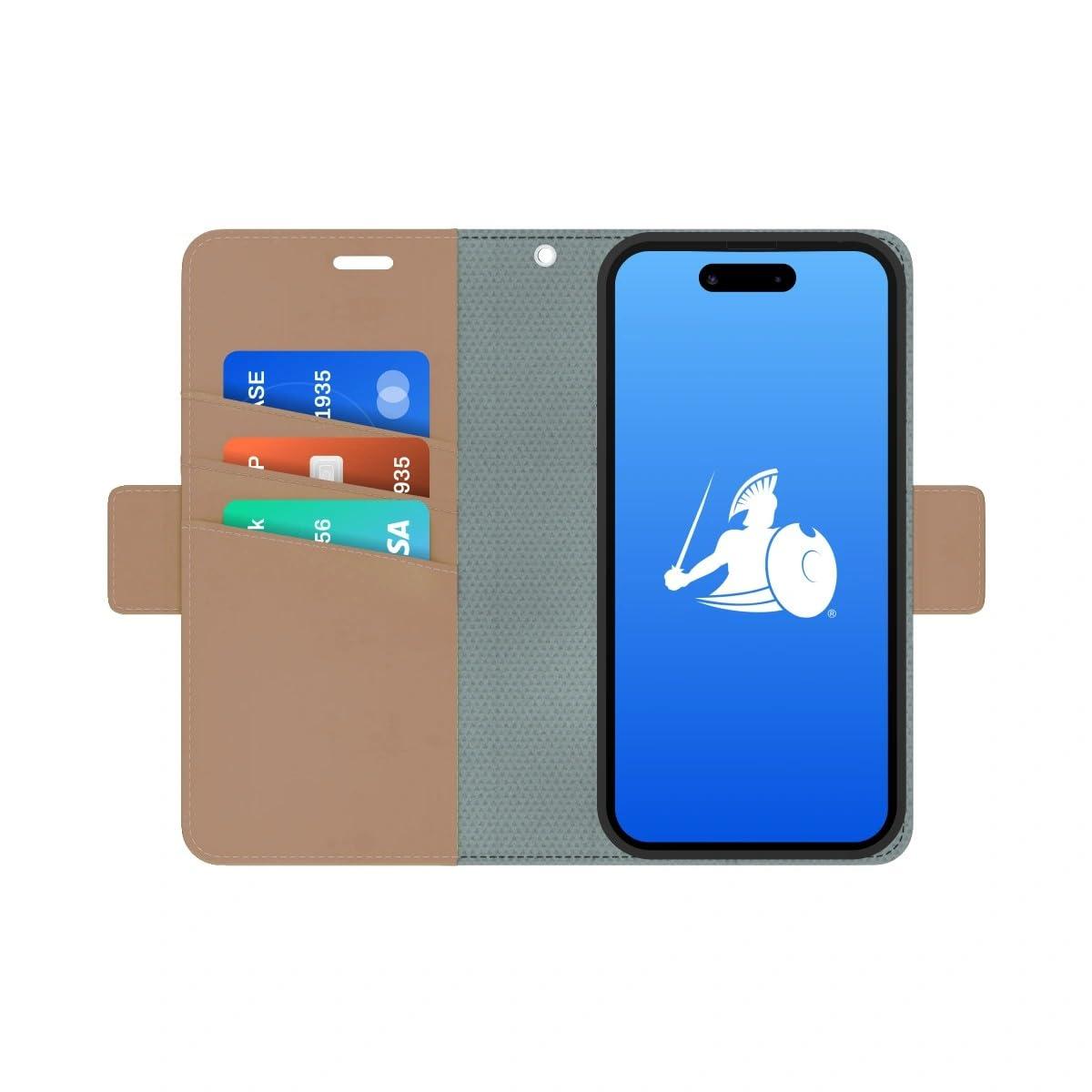 DefenderShield DefenderShield EMF Protection & 5G Anti Radiation iPhone 14 Plus Case - RFID Blocking EMF Shield Detachable Wallet Case with Magnetic Closure (Brown)