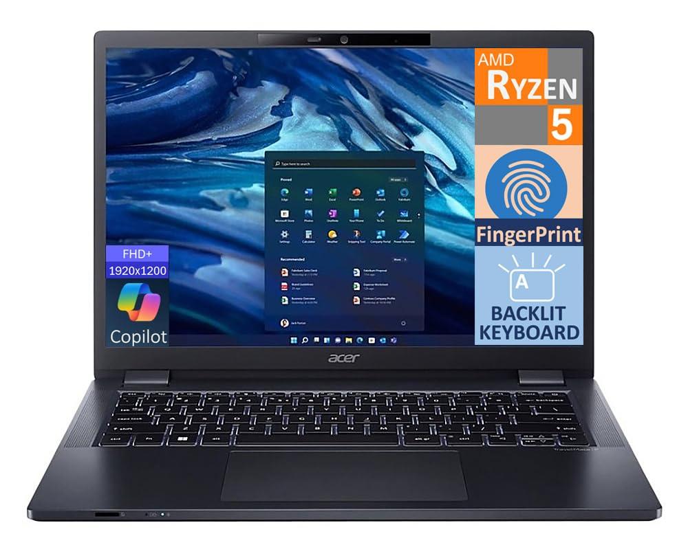 acer acer TravelMate Business Laptop, 14" FHD+ Display (AMD Ryzen 5 PRO 6650U (Beat i7-1355U) 16GB DDR5, 512GB SSD, Backlit KB, Fingerprint, WiFi 6E, Windows 11 Pro) w/DKZ USB Port Expander