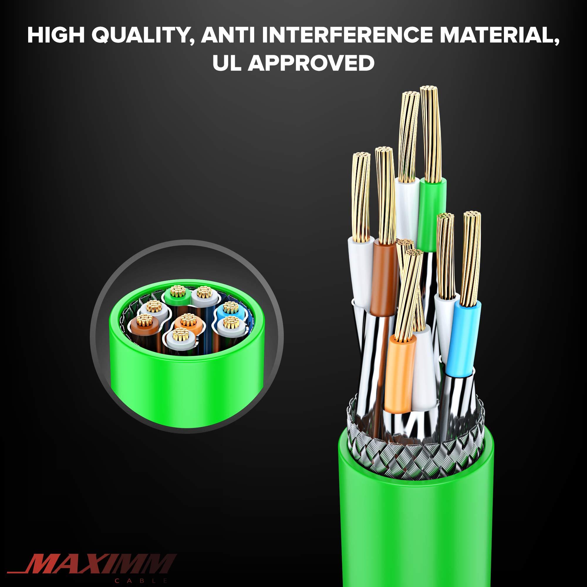 Maximm Cat 7 Ethernet Cable 20 ft - (2 Pack) High-Speed Cat7 Internet & Network LAN Patch Cables, RJ45 Connectors - Perfect for Gaming, Streaming, and More (Green)