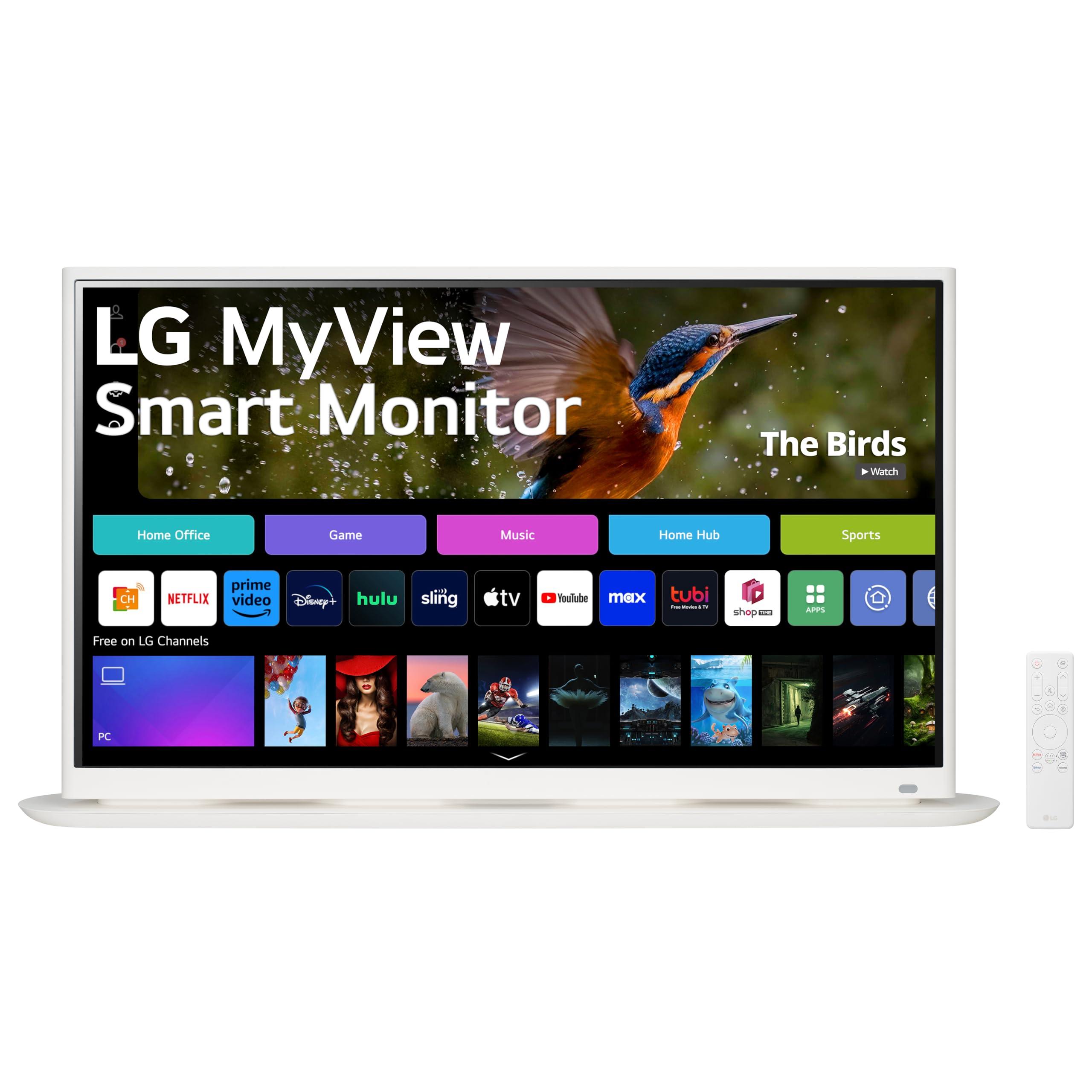 LG LG 32SR70U-W 32-Inch 4K UHD MyView Smart Monitor with IPS Display webOS 23 USB Type-C Speakers x2 HDR 10 AirPlay 2 Screen Share Bluetooth Remote - White