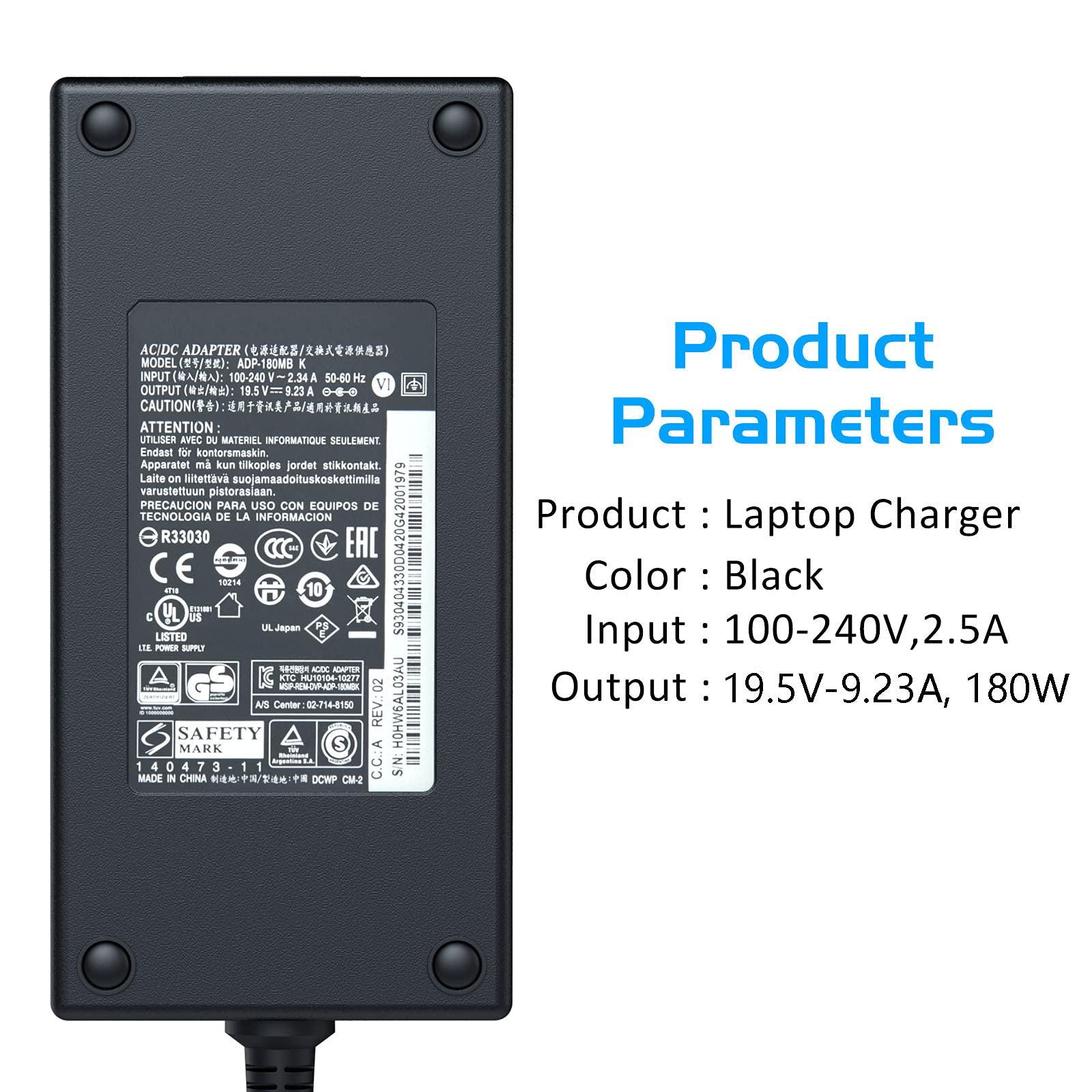 AIWING AIWING 180W AC Charger Compatible with Dell G7 15 17 7588 7590 7790 G5 15 5587 5590 G3 15 17 3579 3779 Laptop Power Adapter Supply Cord (SL195334)