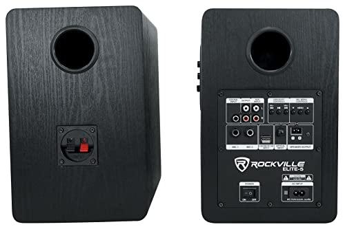 Rockville Rockville ELITE-5B 5.25\" Bookshelf Speakers w/Bluetooth+28\" Dark Wood Stands