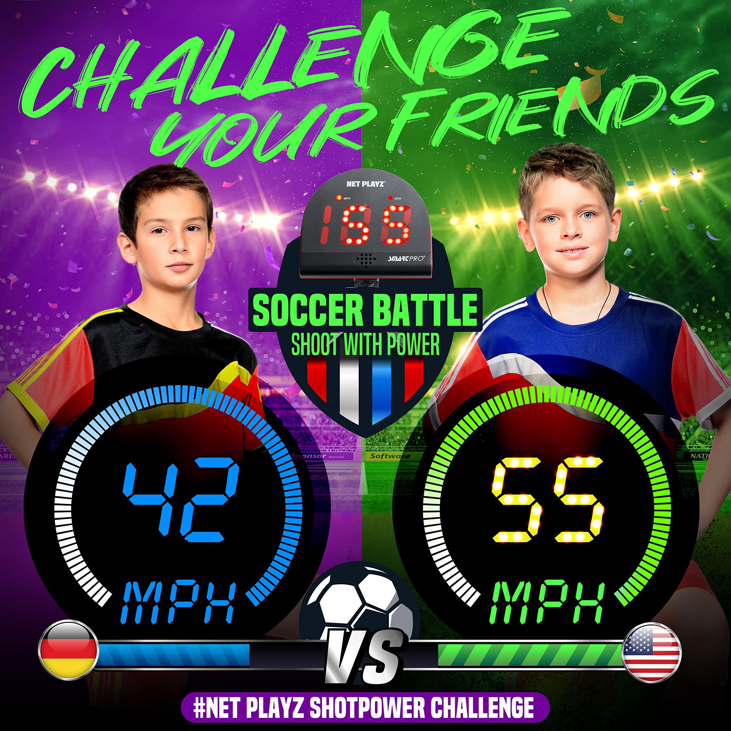 NETPLAYZ NETPLAYZ Soccer Gifts Speed Radar - Measure Shot Speed Shot-Power Detection, Sport Radar Gun (Hands-Free) Sensors | Training Aids, Gadget Gear & Equipment Black