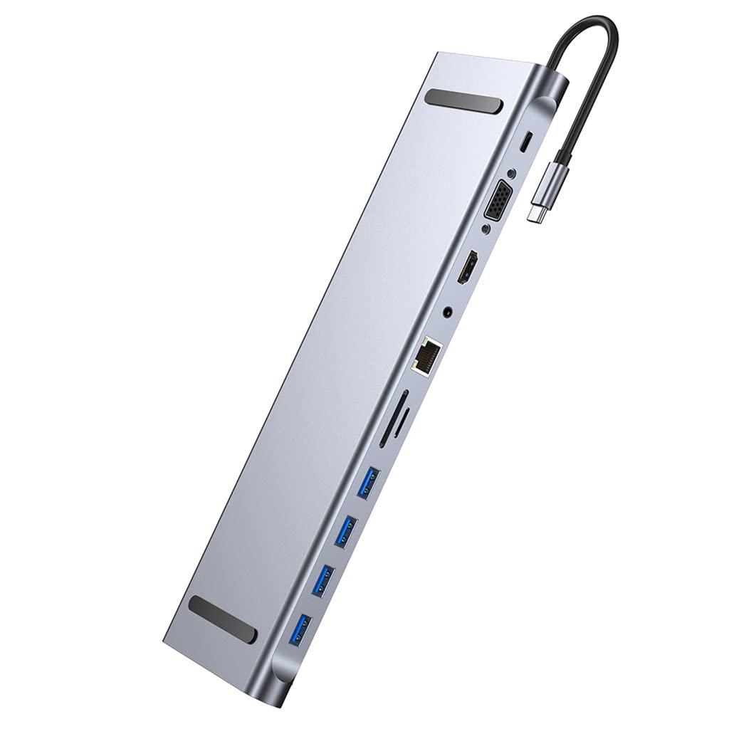 VCGIIEEWGHJDEW USB C Dock Dual Screen Dual Display Adapter Hub, USB Type C Laptop Docking Station