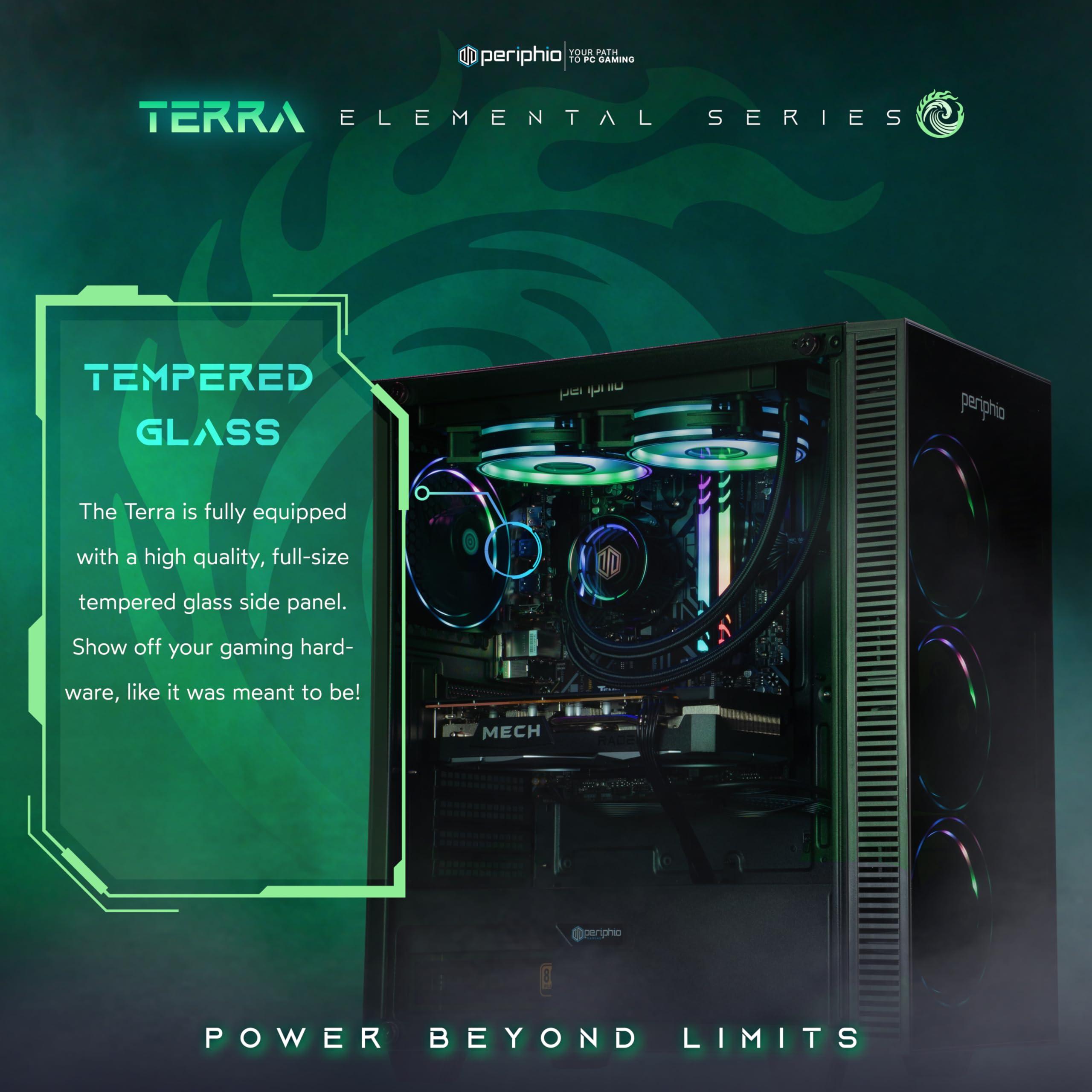 Periphio Periphio Terra Prebuilt Gaming PC - AMD Ryzen 5 5600G CPU (4.4GHz Turbo) | Radeon Vega 7 Graphics | 1TB M.2 NVMe SSD | 16GB DDR4 RAM | Windows 11 Gaming Desktop Computer | WiFi + BT