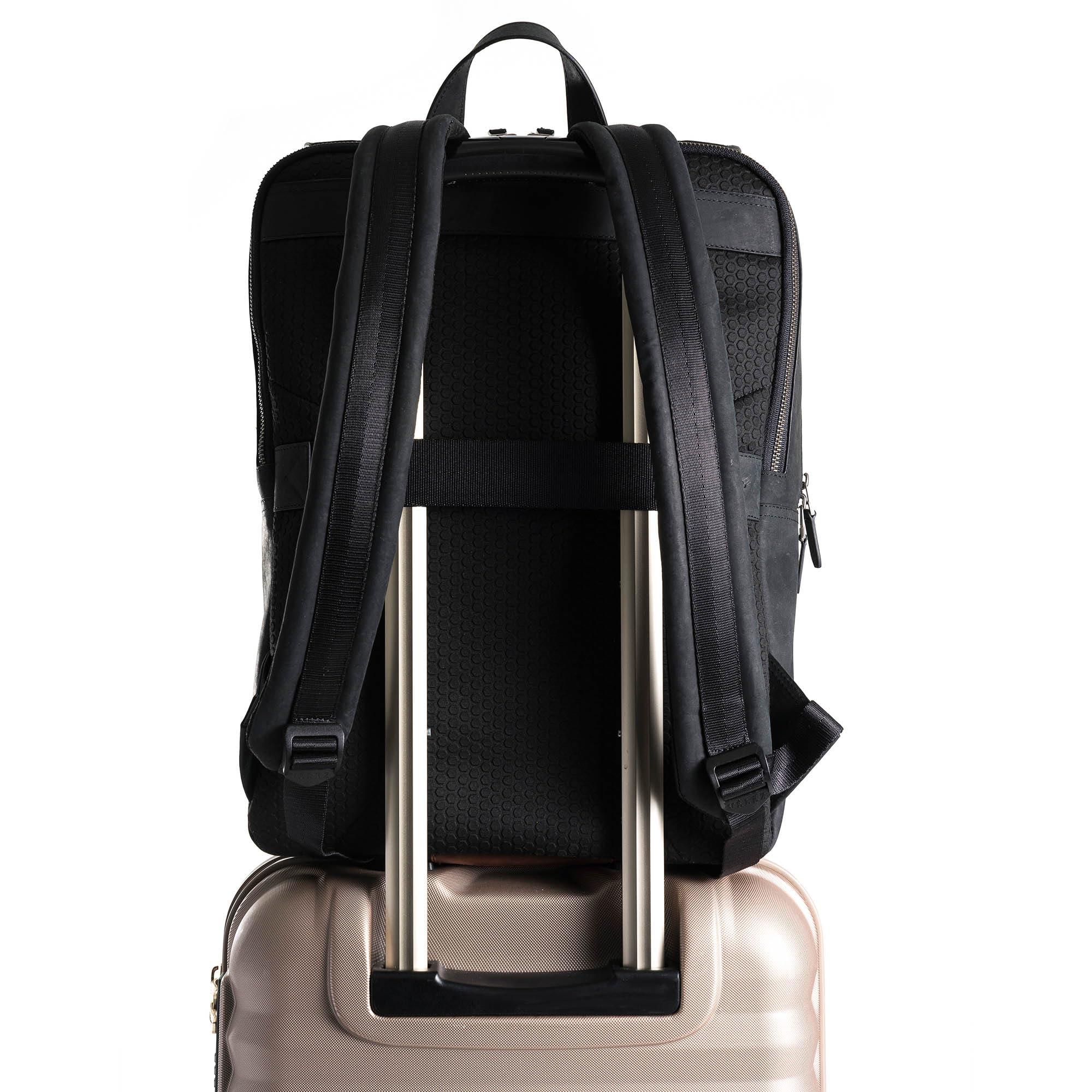 VELEZ VELEZ Black Top Grain Leather Backpack for Men and Women 17 Inch Laptop Bag for Work Handmade Business Bookbag With Large Capacity Computer Travel Shoulder Bags