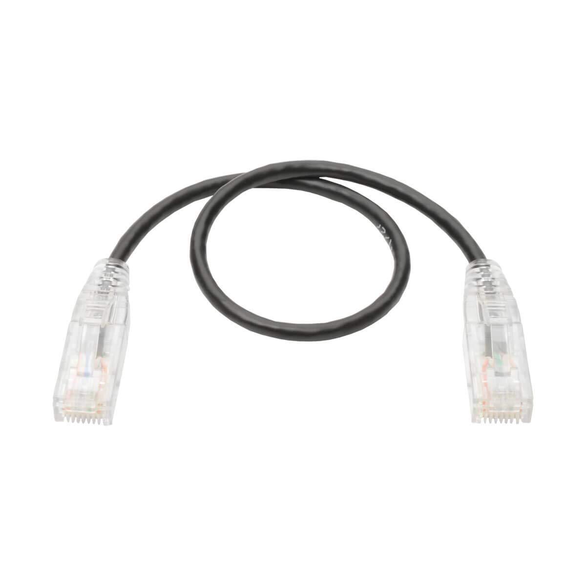 Tripp Lite Tripp Lite Cat6 Gigabit Patch Cable, RJ45 M/M, Gigabit, Snagless, Molded, Slim, Black, 1 ft. (N201-S01-BK)