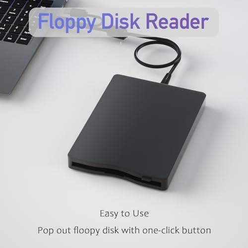 wintale wintale USB Floopy Drive,Portable 3.5\" USB External Floppy Disk Drive,Slim Plug and Play 1.44 MB FDD for PC Windows 2000/XP/Vista/7/8/10/11 Mac