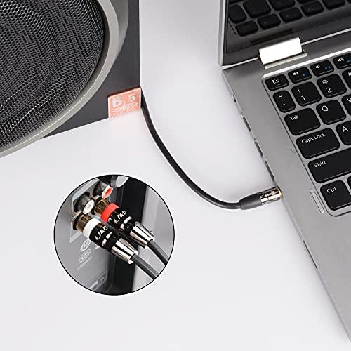 J&D J&D 3.5 mm to Dual RCA Male Stereo Audio Cable, Heavy Duty RCA Cable Gold Plated Copper Shell 3.5mm Male to 2 RCA Male Cable for Smartphone/MP3 Player/Tablet, 1 Feet