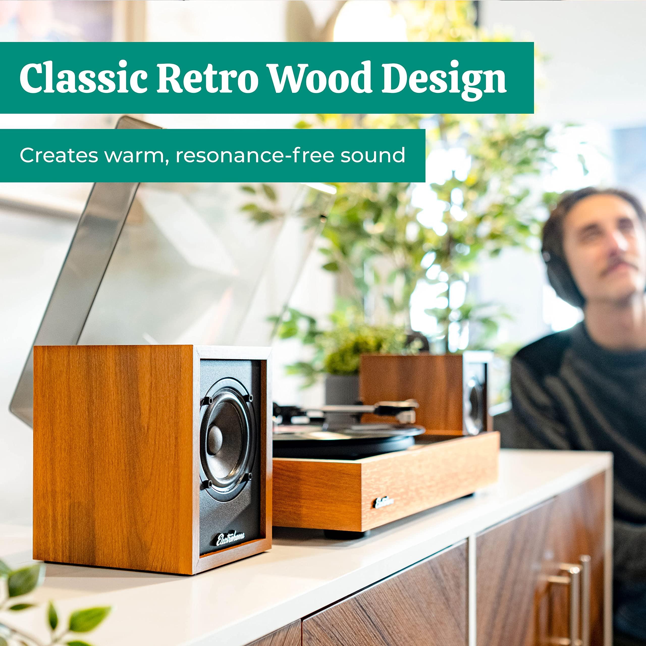 Electrohome Electrohome Huntley Powered Bookshelf Speakers with Built-in Amplifier and 3\" Drivers for Turntable, TV, PC and Wireless Music Streaming Featuring Bluetooth 5, RCA and Aux (EB10)