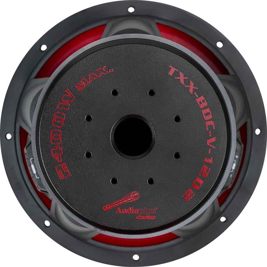 Audiopipe Audiopipe 12" Quad Stack Composite Cone Subwoofer (TXX-BDC-IV-12D2), Superior Performance, 2200W, 4 Magnets, BASV Voice Coil, Aluminum Basket, Multi-Connect, Non-Press Paper Cone, 2 x 2 Ohms