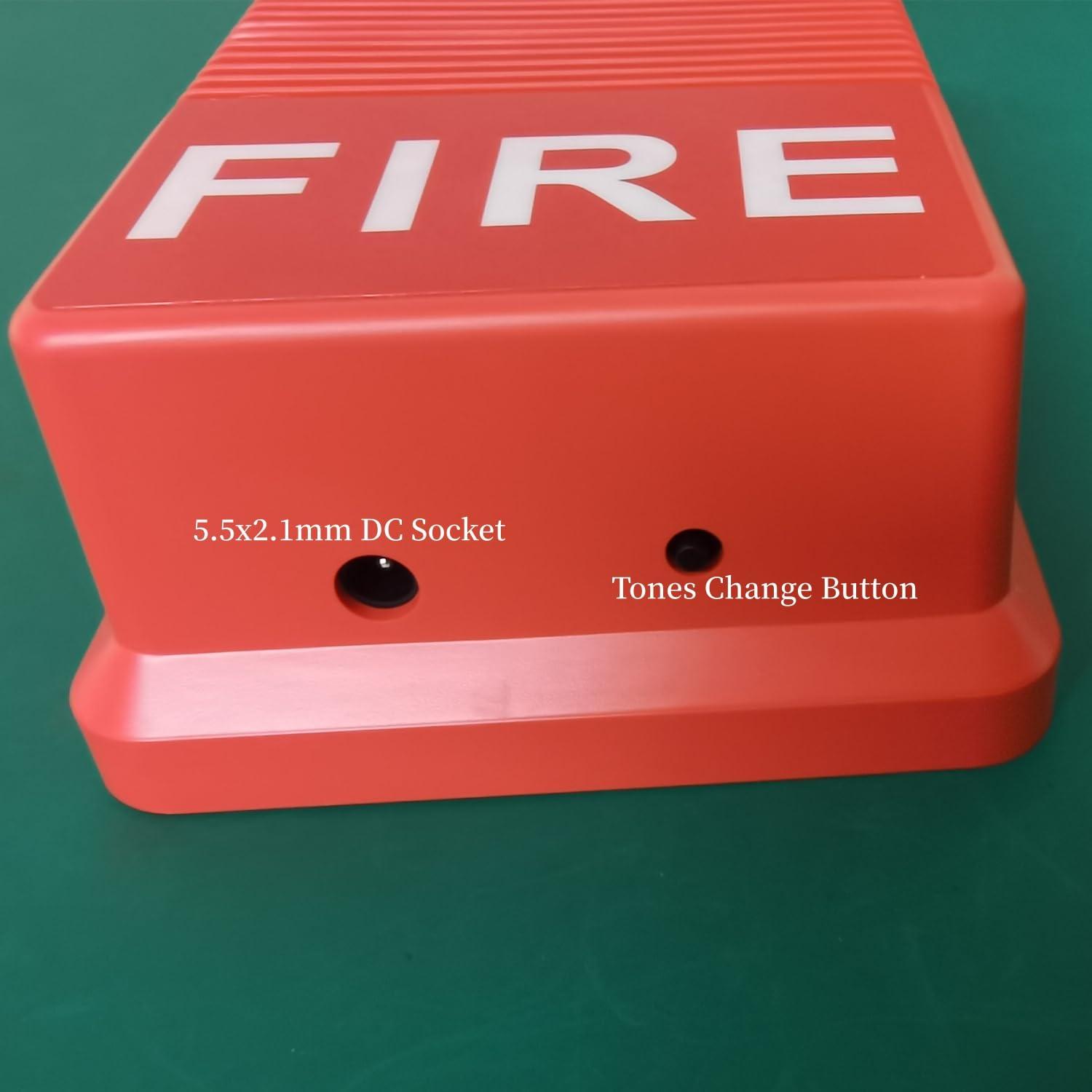 Nmifoan 5V 12V 9V DC 24V Fire Alarm Siren Alarm Horn Sound Flash Light Loud 120dB 7 Tones Warning Alert with 2.1 x 5.5mm Female Socket for DIY Alarm