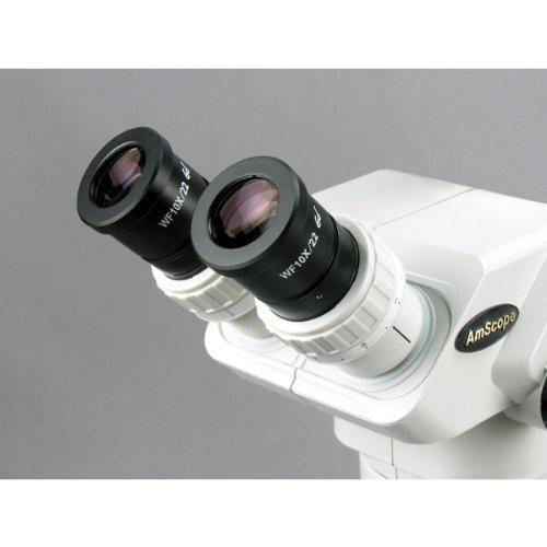 AmScope AmScope ZM-3BZ3 Professional Binocular Stereo Zoom Microscope, EW10x Eyepieces, 2X-90X Magnification, 0.67X-4.5X Zoom Objective, Ambient Lighting, Single-Arm Boom Stand, Includes 0.3x and 2.0x Barlow