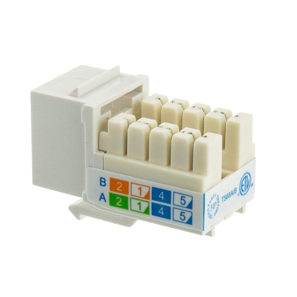 CableWholesale CableWholesale Cat6 Keystone Jack, White, RJ45 Female to 110 Punch Down