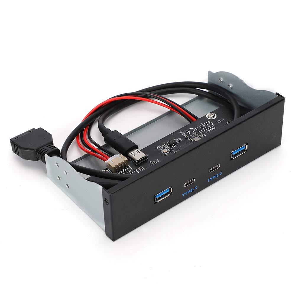ASHATA USB3.0+2.0+Type C Type E Panel Computer Parts Type C Front Panel, Desktop Accessories Black GEN2 Front Panel USB 3.1 Front Panel, for PC Computer