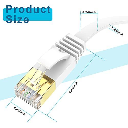 Ercielook Ercielook Cat 6 Flat Ethernet Cable 150 ft, White Long Internet Cable with rj45 connectors, High Speed White LAN Cable with Clips & Straps