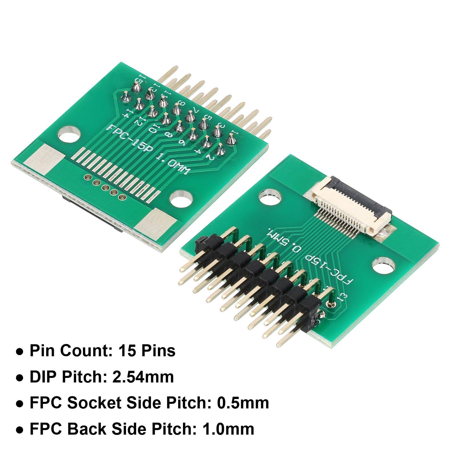 MECCANIXITY MECCANIXITY FFC FPC Connector Board 15 Pin 0.5mm 2.54mm to 1.0mm 2.54mm PCB Converter Board for LCD TVs/Digital Cameras/Laptops