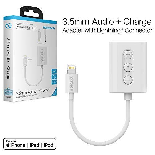 Naztech Naztech MFi Certified Lightning to 3.5mm Audio + Charging Adapter, Plug & Play Convenience, Listen While You Charge, Built-in Remote Controls, Compatible for All iPhones [White] 14596