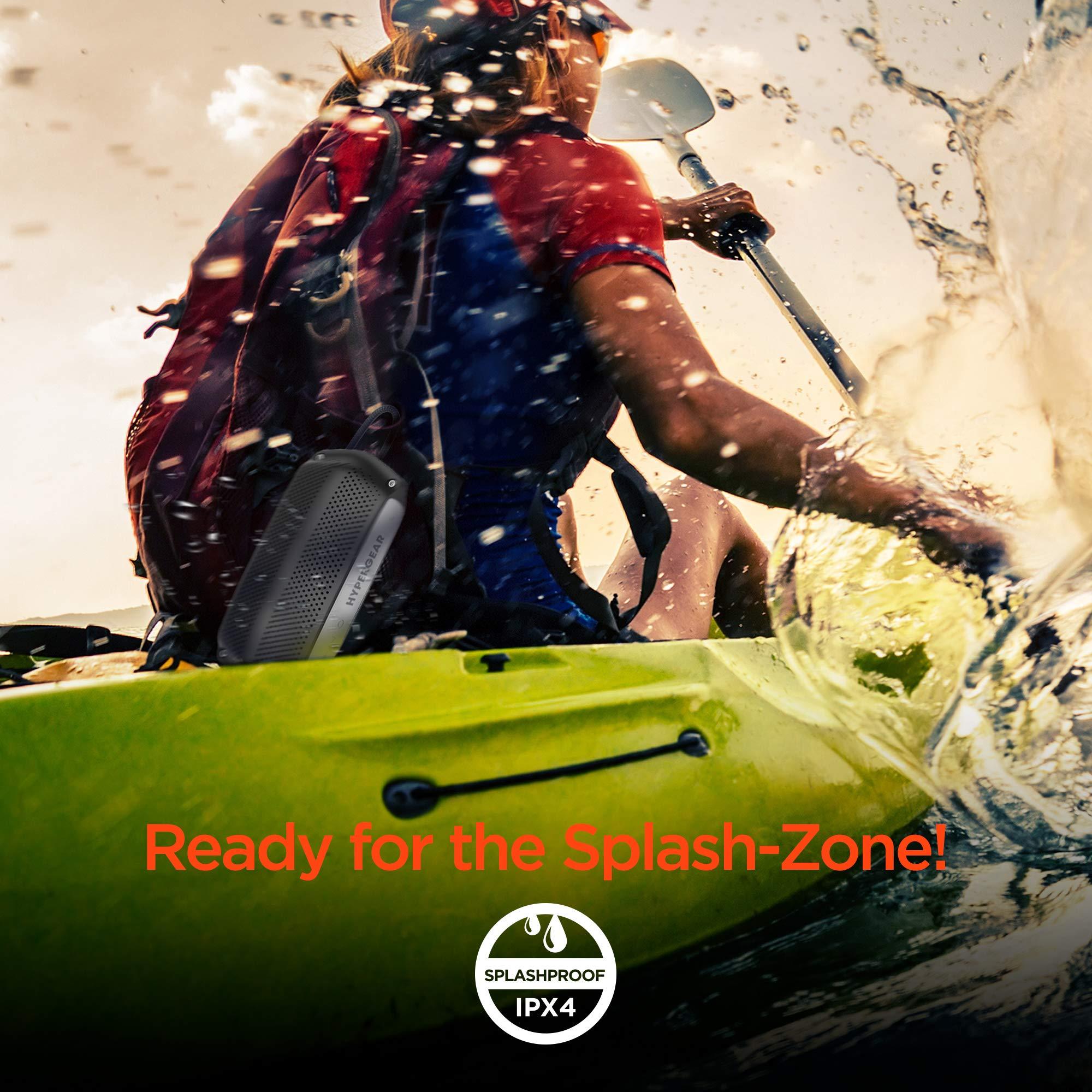 HyperGear HyperGear Portable Bluetooth Speaker - IPX4 Waterproof Wireless Speakers with Bluetooth, HD Stereo Sound, 3 Playback Modes, Built-in Mic & Controls for Bathroom Shower, Beach, & Travel - Black & Grey