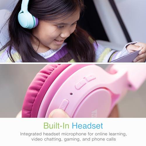 MEE audio MEE audio KidJamz KJ45BT Children's Safe Listening Bluetooth Wireless Headphones with Volume Limiter & Microphone, Adjustable On-Ear Kids Headset for Online Learning/School/Travel/Tablet (Blue/Teal)