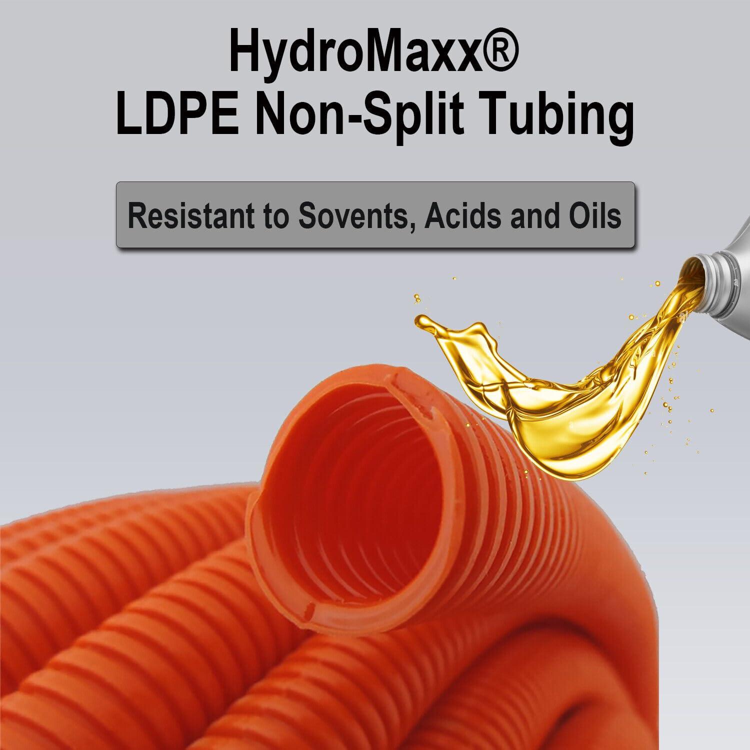 hydromaxx Flexible Polyethylene LDPE Non-Split Corrugated Wire Loom Tubing (3/4" Dia. x 100 ft, Yellow)