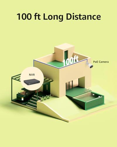 ANNKE ANNKE 100 FT Cat5e Internet High-Speed Network Cable, High-Speed PoE Ethernet Cable IP Camera and NVR System, Modem, PC, Consoles, etc., Compatible for Indoor/Outdoor Use