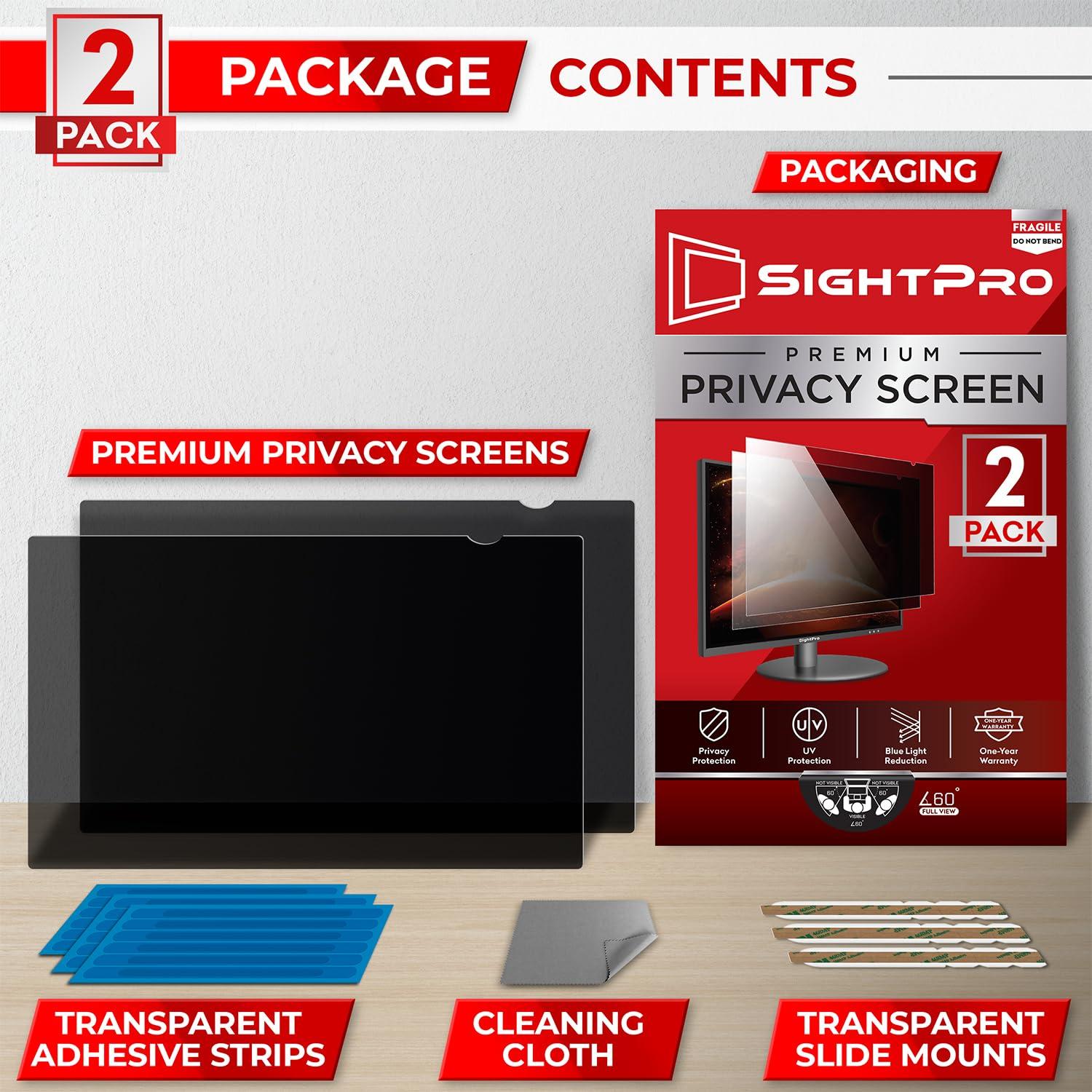 SightPro SightPro 24 Inch 16:9 [2 Pack] Computer Privacy Screen Filter for Monitor - Privacy Shield and Anti-Glare Protector