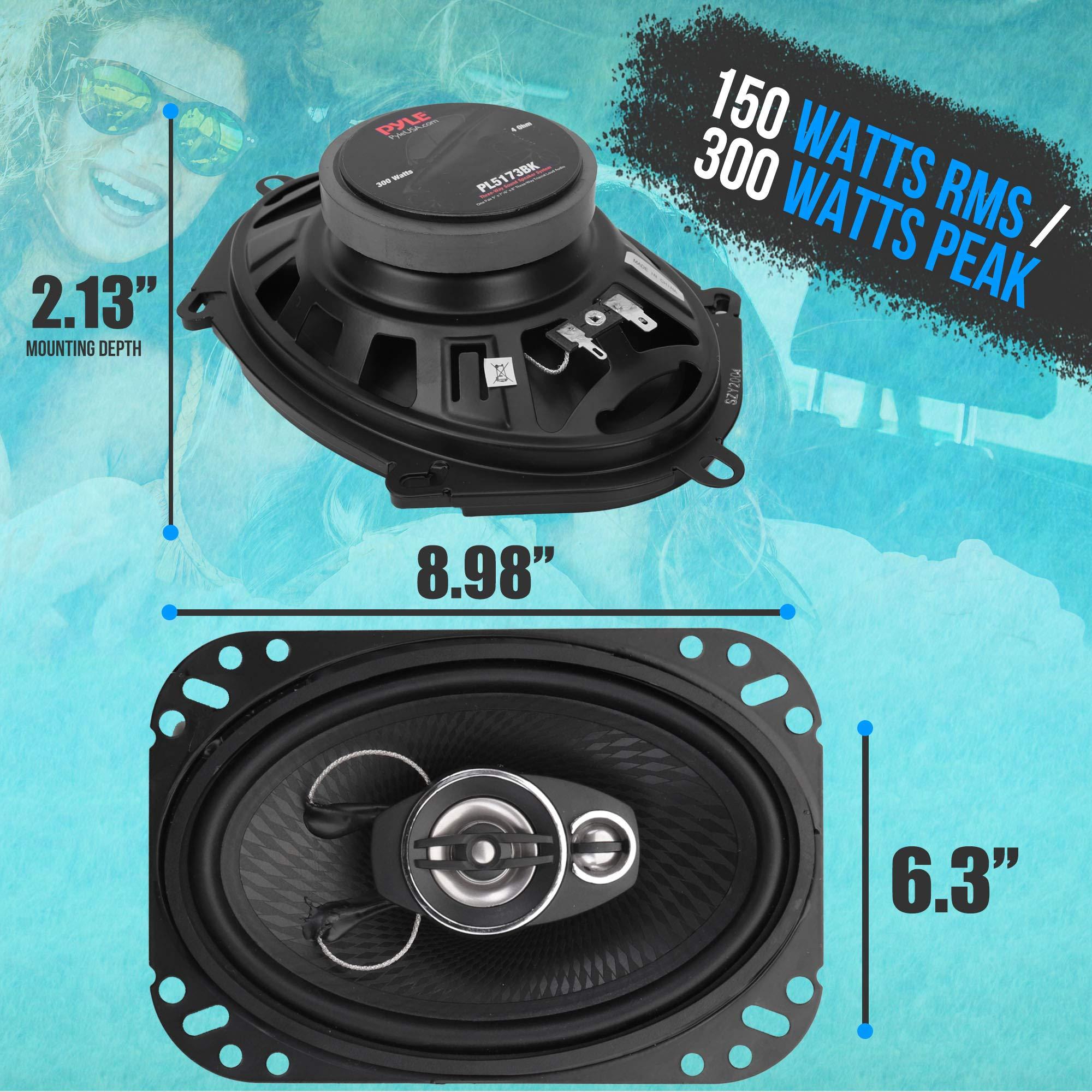 Pyle Pyle 3-Way Universal Car Stereo Speakers - 300W 5x7 Triaxial Loud Pro Audio Car Speaker Universal Quick Replacement Component Speaker Vehicle Door/Side Panel Mount Compatible PL5173BK (Pair),black