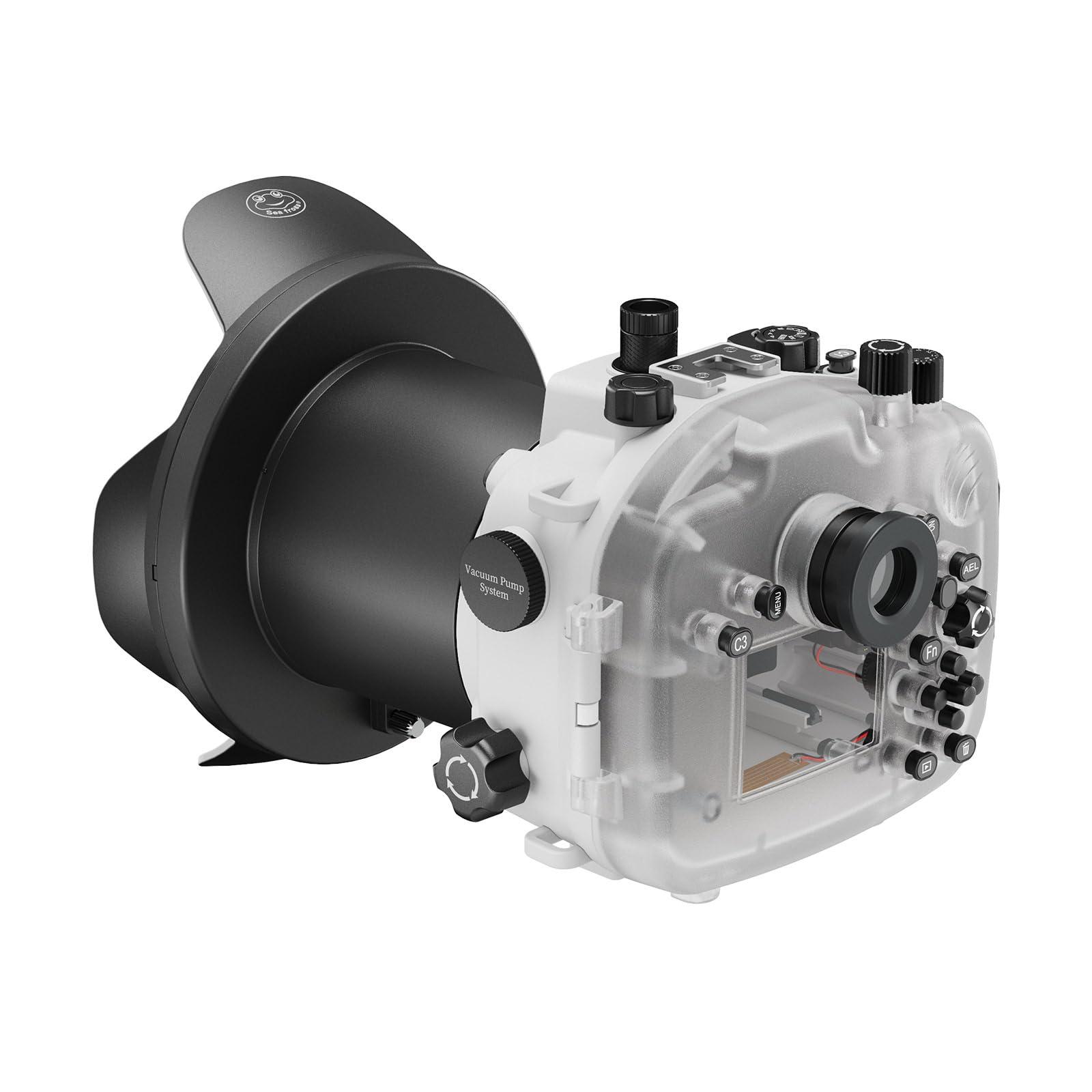 Sea frogs Seafrogs 40M/130FT Professional Underwater Camera housing for Sony A7 III (White) + Optical Acrylic 6" Dome Port with Zoom Rings for FE12-24 F4 and FE16-35 F4 Lens