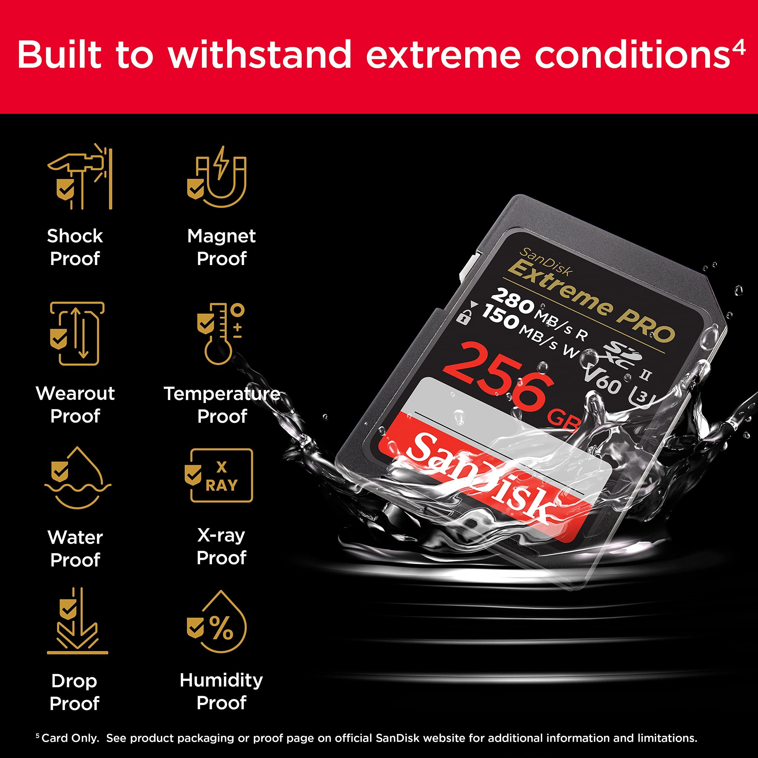 SanDisk SanDisk 256GB Extreme PRO SDXC UHS-II Memory Card - C10, U3, V60, 6K, 4K UHD, SD Card - SDSDXEP-256G-GN4IN